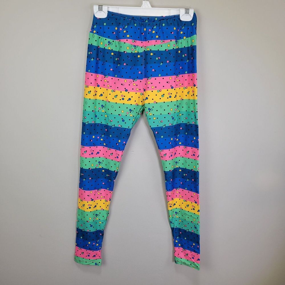 P&S Designs Circles And Stripes Polyester Spandex Ankle Leggings One‎ Size...